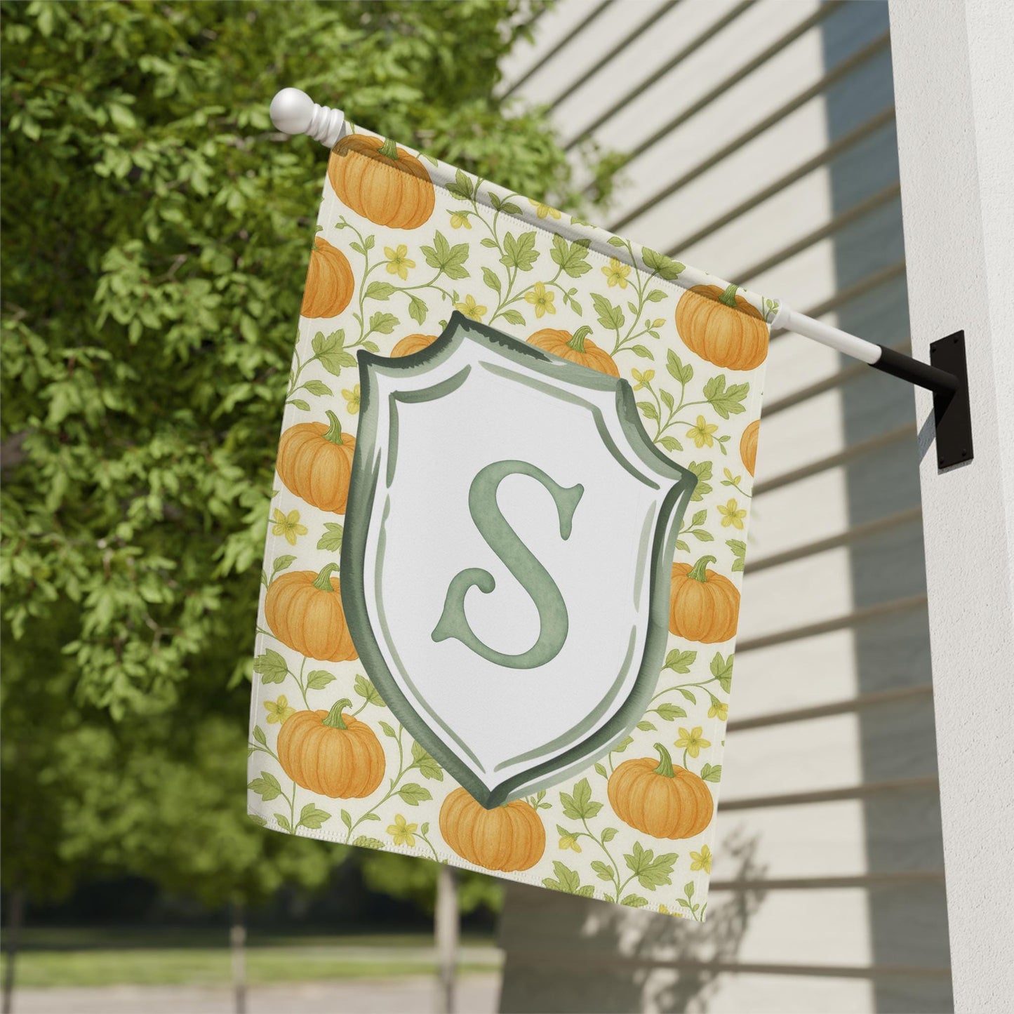 Pumpkin Garden Flag, Monogram Yard Flag, Fall Decor Outdoor Sign, Autumn Yard Decoration, Harvest Seasonal Flag for Garden Decor