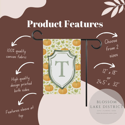 Custom Family Name Garden Flag: Vintage Halloween Pumpkin Monogram