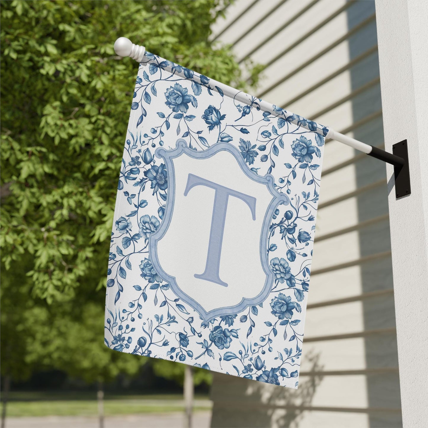 Floral Monogram Garden Flag, Personalized Yard Decor, Outdoor House Flag, Custom Initial Banner, Decorative Garden Flag