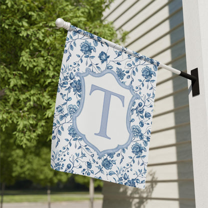Floral Monogram Garden Flag, Personalized Yard Decor, Outdoor House Flag, Custom Initial Banner, Decorative Garden Flag