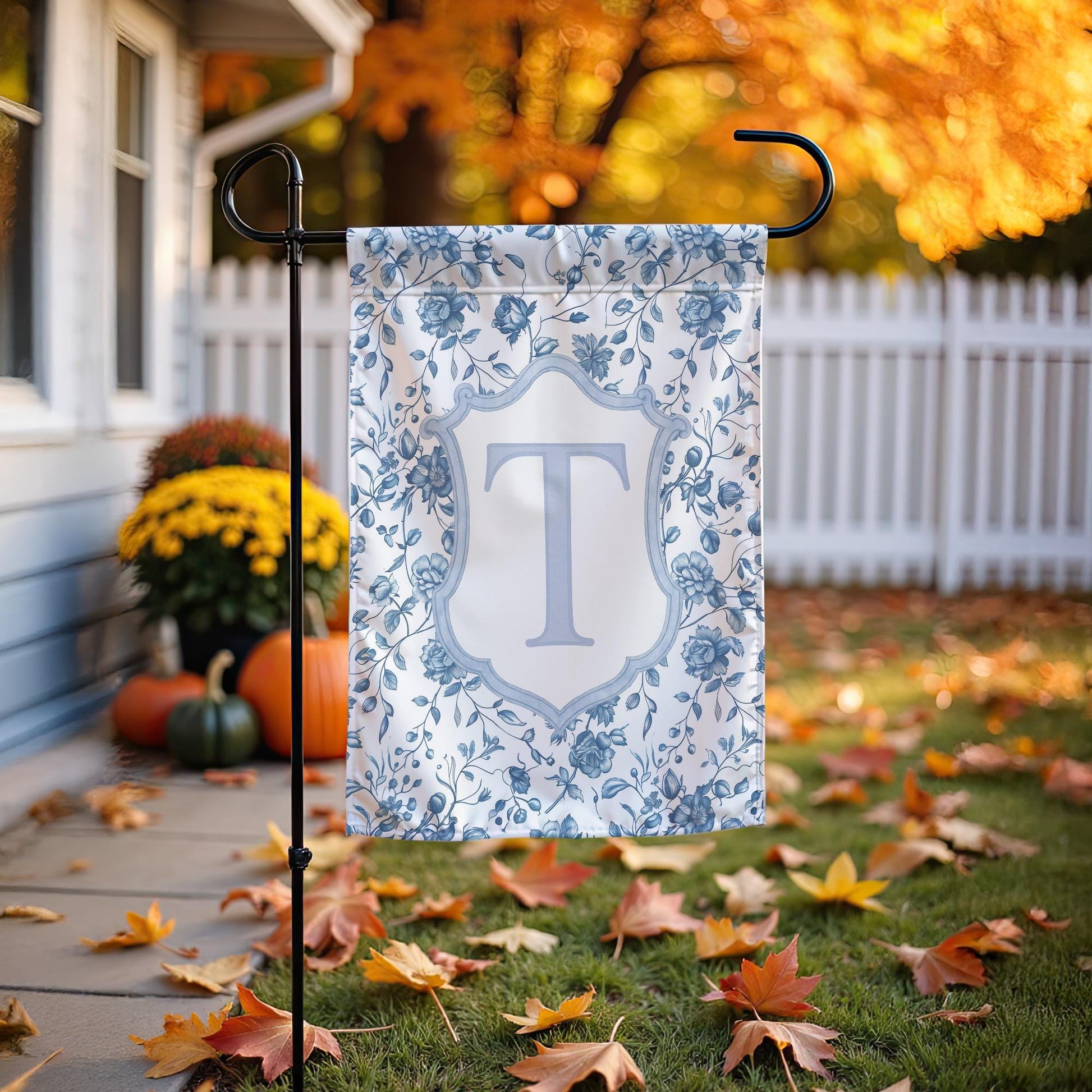 Monogram Garden Flag, Decorative Outdoor Banner, Seasonal Yard Decor, Welcome Sign, Personalized Letter Flag, Autumn Home Accent