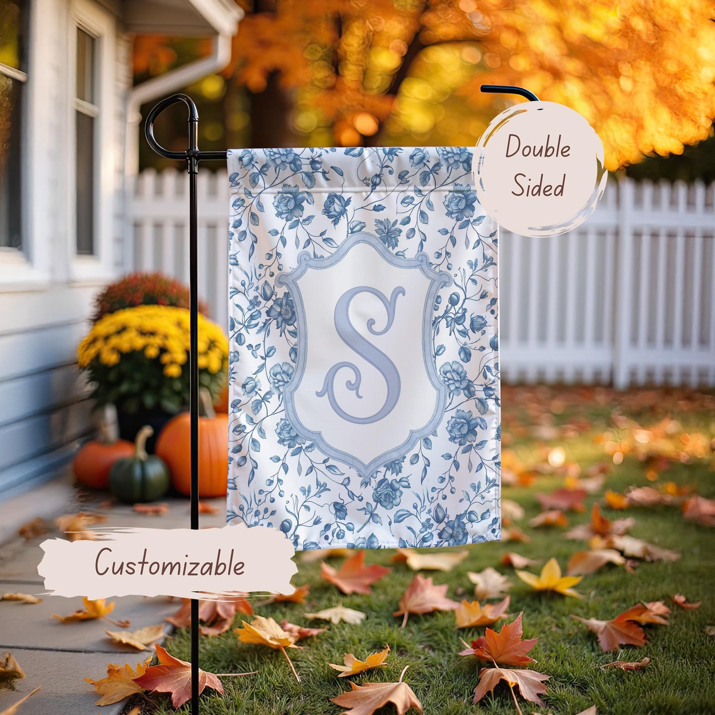 Custom Family Name Garden Flag: Vintage Floral Cottagecore Decor