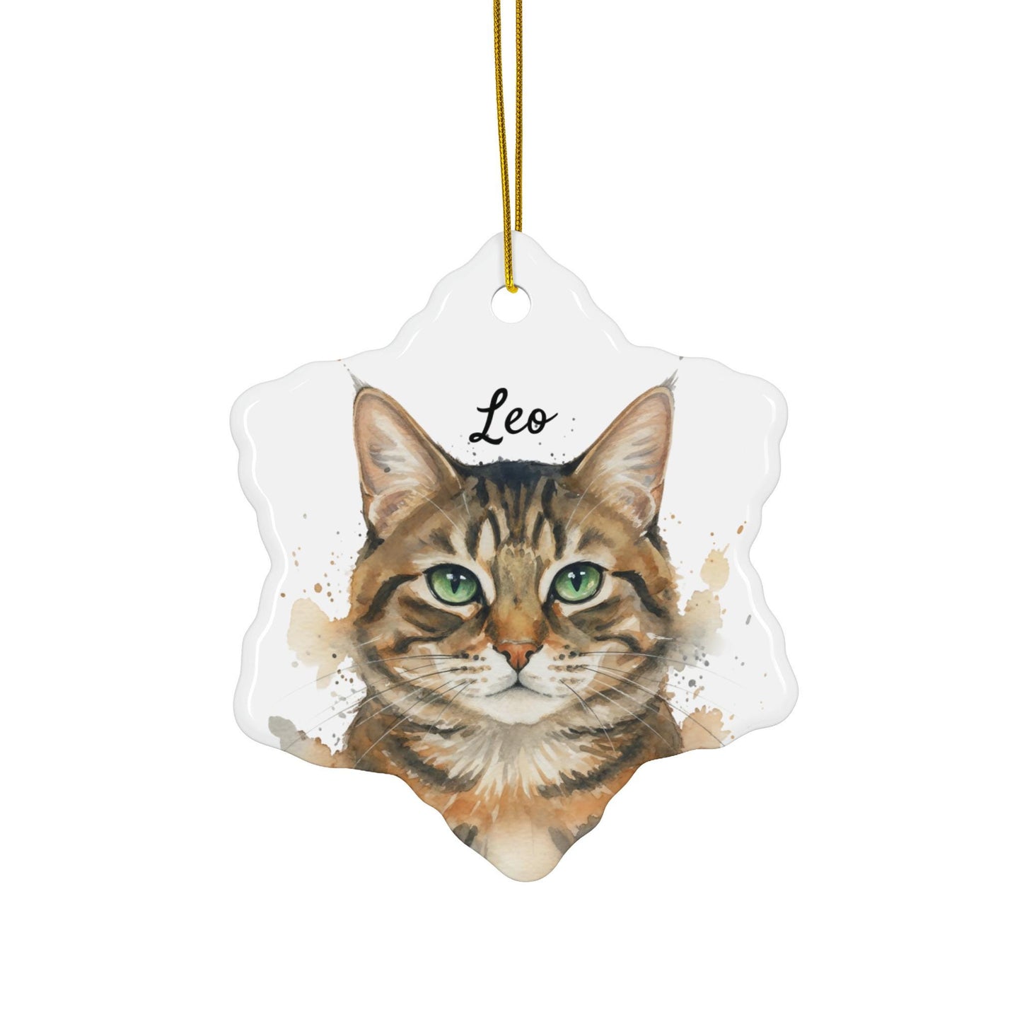 Personalized Cat Ornament, Custom Pet Memorial Gift, Cute Tabby Cat Art, Christmas Tree Decoration, Unique Gift for Cat Lovers