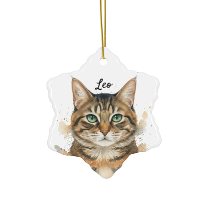 Personalized Cat Ornament, Custom Pet Memorial Gift, Cute Tabby Cat Art, Christmas Tree Decoration, Unique Gift for Cat Lovers