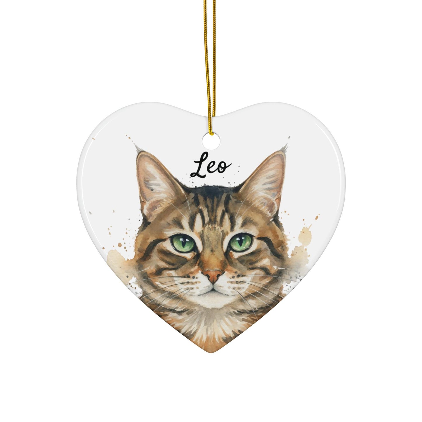 Custom Cat Portrait Heart Shaped Ornament, Personalized Pet Keepsake, Cat Lover Gift, Custom Pet Memorial, Pet Owner Christmas Ornament