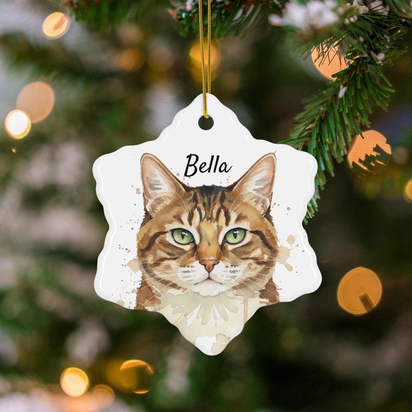 Personalized Cat Lover Christmas Ornament, Custom Pet Portrait Ornament, Cute Tabby Cat Christmas Decoration, Pet Memorial Gift
