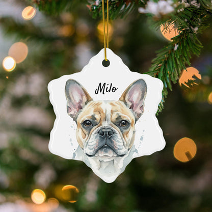 Personalized Dog Ornament, Custom Pet Christmas Ornament, Pet Memorial Ornament, French Bulldog Gift, Holiday Dog Ornament