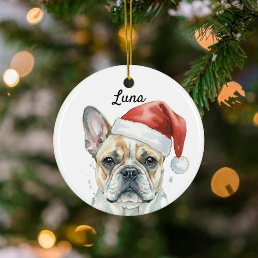 French Bulldog Christmas Ornament, Dog Lovers Holiday Decor, Cute Pet Gift, Custom Pet Portrait Ornament, Christmas Tree Decoration