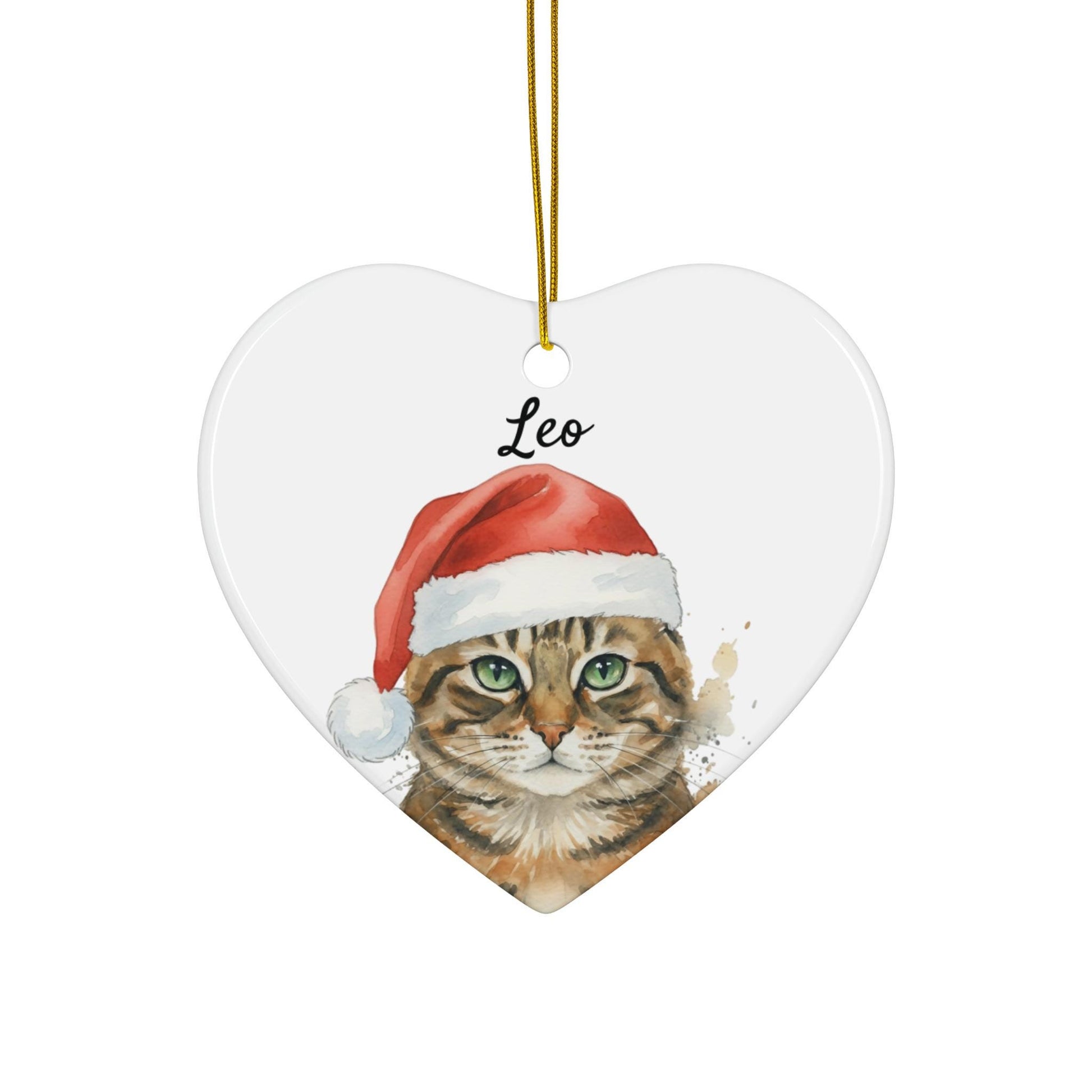 Cat Christmas Ornament, Cute Kitty Holiday Decoration, Festive Cat Lover Gift, Hanging Heart Ornament, Unique Pet Keepsake