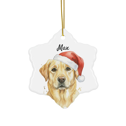 Labrador Christmas Ornament, Holiday Dog Decoration, Pet Lover Gift, Cute Puppy Santa Hat, Personalized Xmas Decor, Tree Hanging Decor