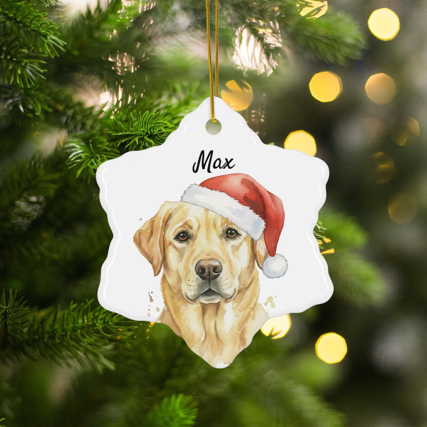 Dog Christmas Ornament, Custom Pet Ornament, Personalized Dog Gift, Santa Hat Dog Decoration, Pet Lover Christmas Decor
