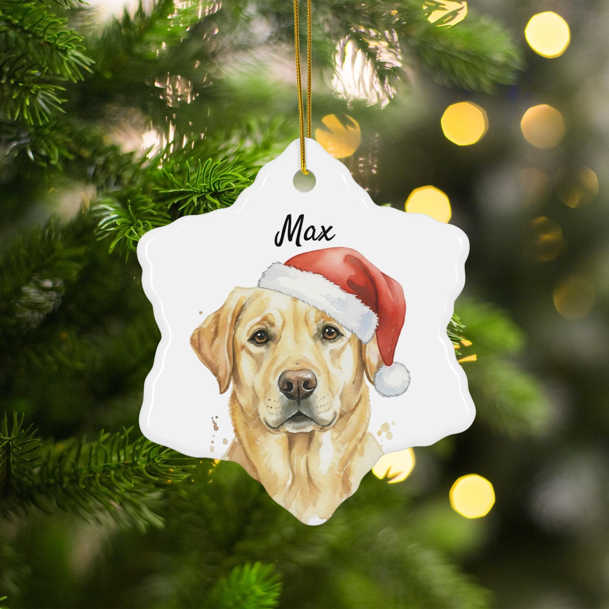 Dog Christmas Ornament, Custom Pet Ornament, Personalized Dog Gift, Santa Hat Dog Decoration, Pet Lover Christmas Decor