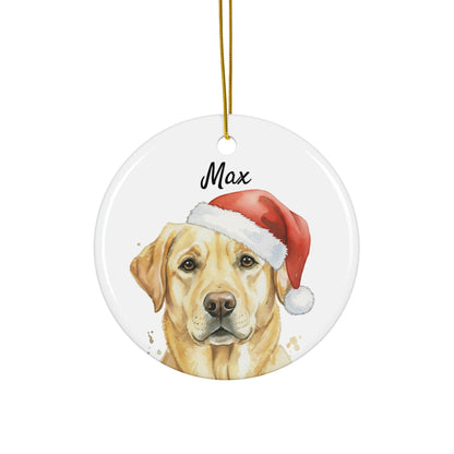 Labrador dog with Santa hat Christmas ornament, festive pet decoration for tree, holiday Labrador retriever ornament, dog lover gift