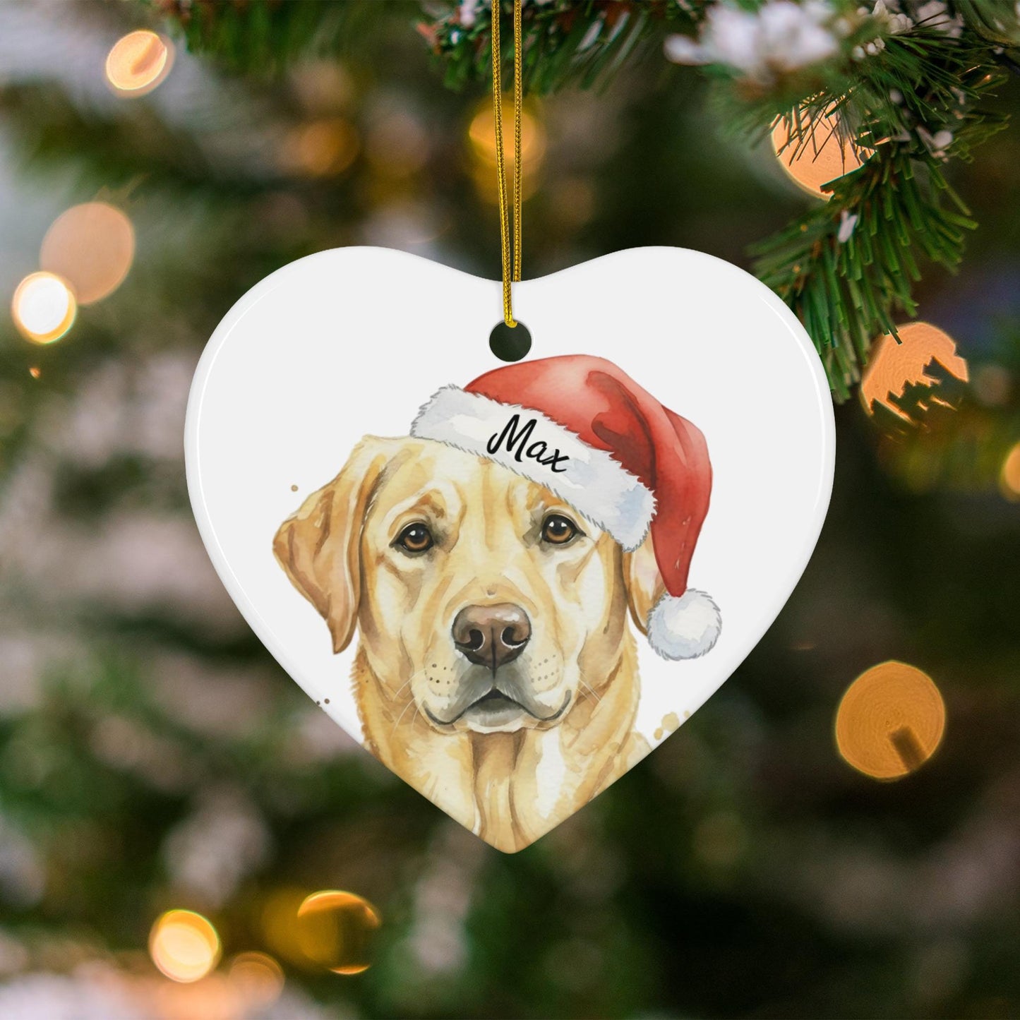 Labrador Retriever Christmas Tree Ornament, Cute Dog Wearing Santa Hat Decoration, Pet Lovers Holiday Gift