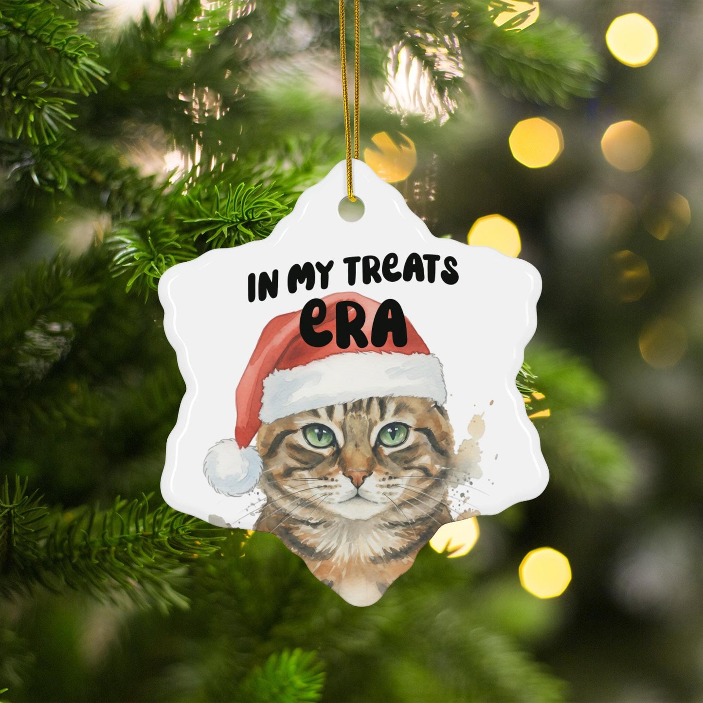 Cute Holiday Cat Tree Ornament, Santa Cat Christmas Decoration, Fun Pet Lover Gift, Unique Cat Lover Christmas Keepsake