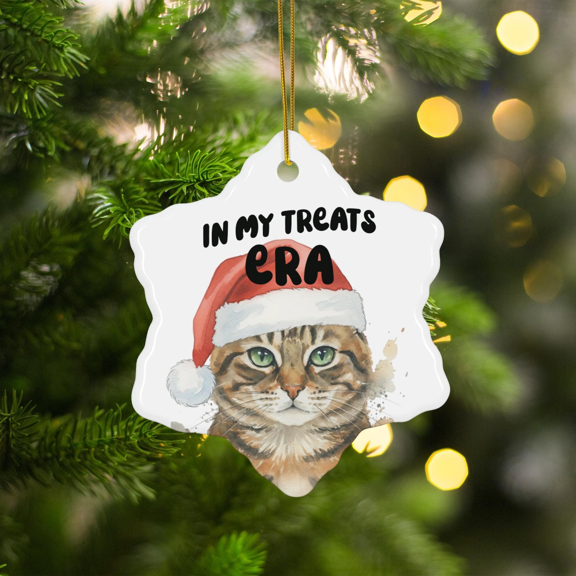 Cute Holiday Cat Tree Ornament, Santa Cat Christmas Decoration, Fun Pet Lover Gift, Unique Cat Lover Christmas Keepsake