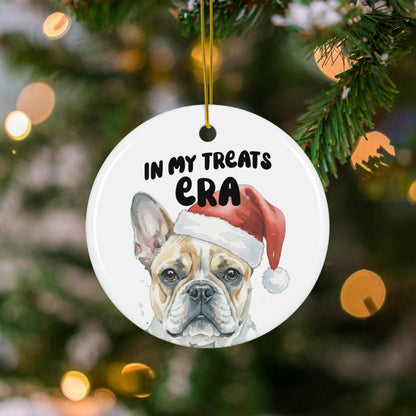Personalized Dog Christmas Ornament, French Bulldog In My Treats Era, Cute Dog Holiday Decoration, Pet Lover Christmas Gift Ornament