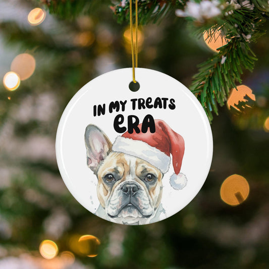 Personalized Dog Christmas Ornament, French Bulldog In My Treats Era, Cute Dog Holiday Decoration, Pet Lover Christmas Gift Ornament