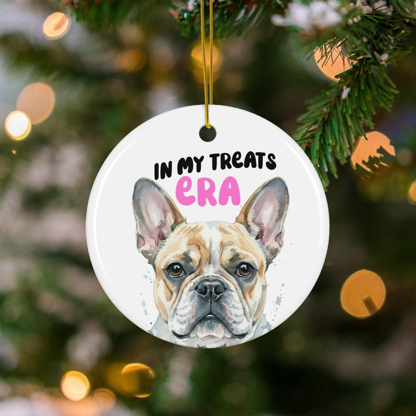 French Bulldog Christmas Ornament, In My Treats Era Dog Lovers Gift, Cute Pet Holiday Decor, Funny Puppy Tree Decoration