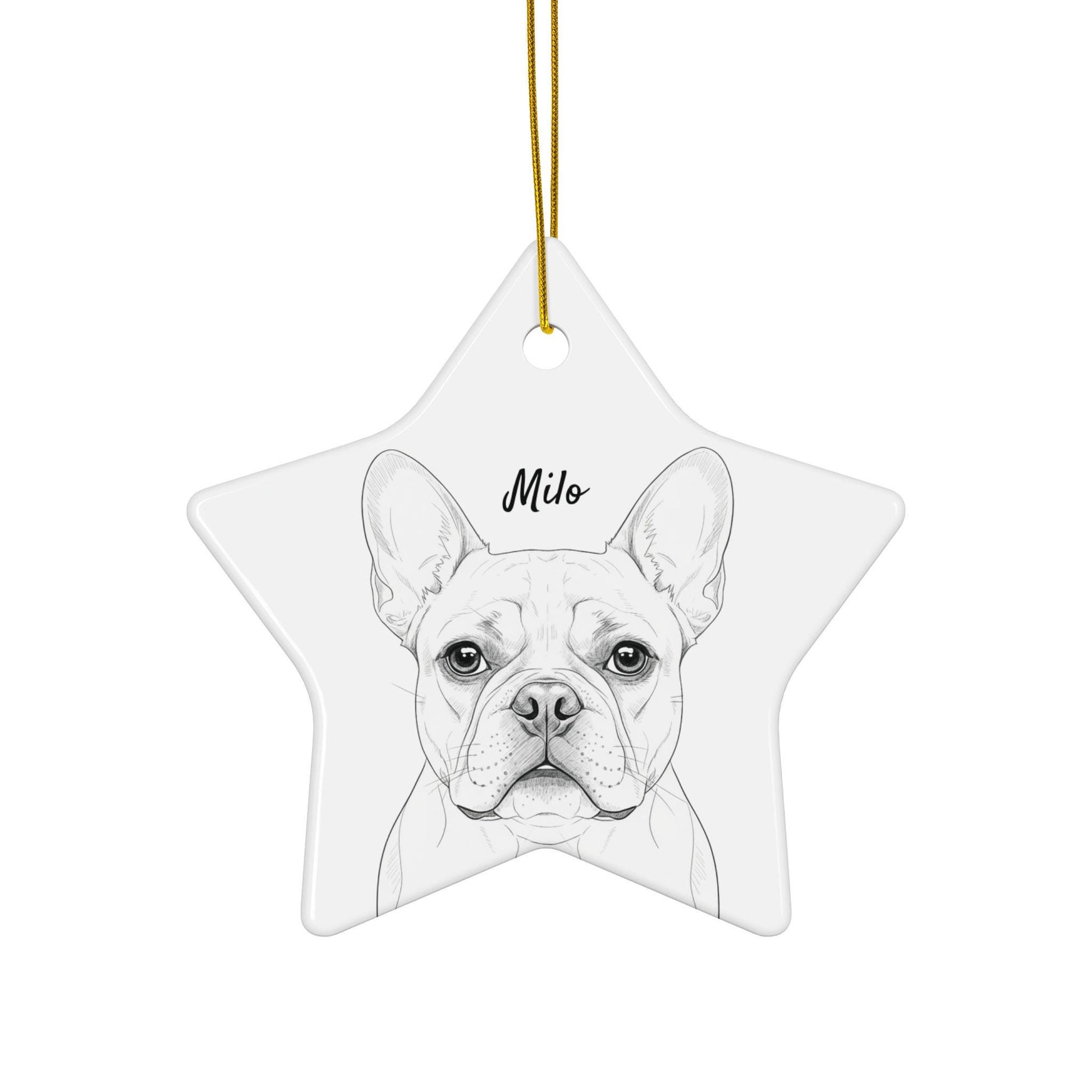 French Bulldog Star Ornament, Dog Lover Holiday Decoration, Cute Pet Gift, Christmas Tree Bauble, Unique Dog Ornament, Pet Owner Gift