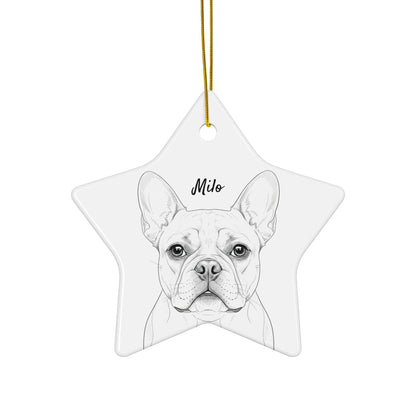 French Bulldog Star Ornament, Dog Lover Holiday Decoration, Cute Pet Gift, Christmas Tree Bauble, Unique Dog Ornament, Pet Owner Gift