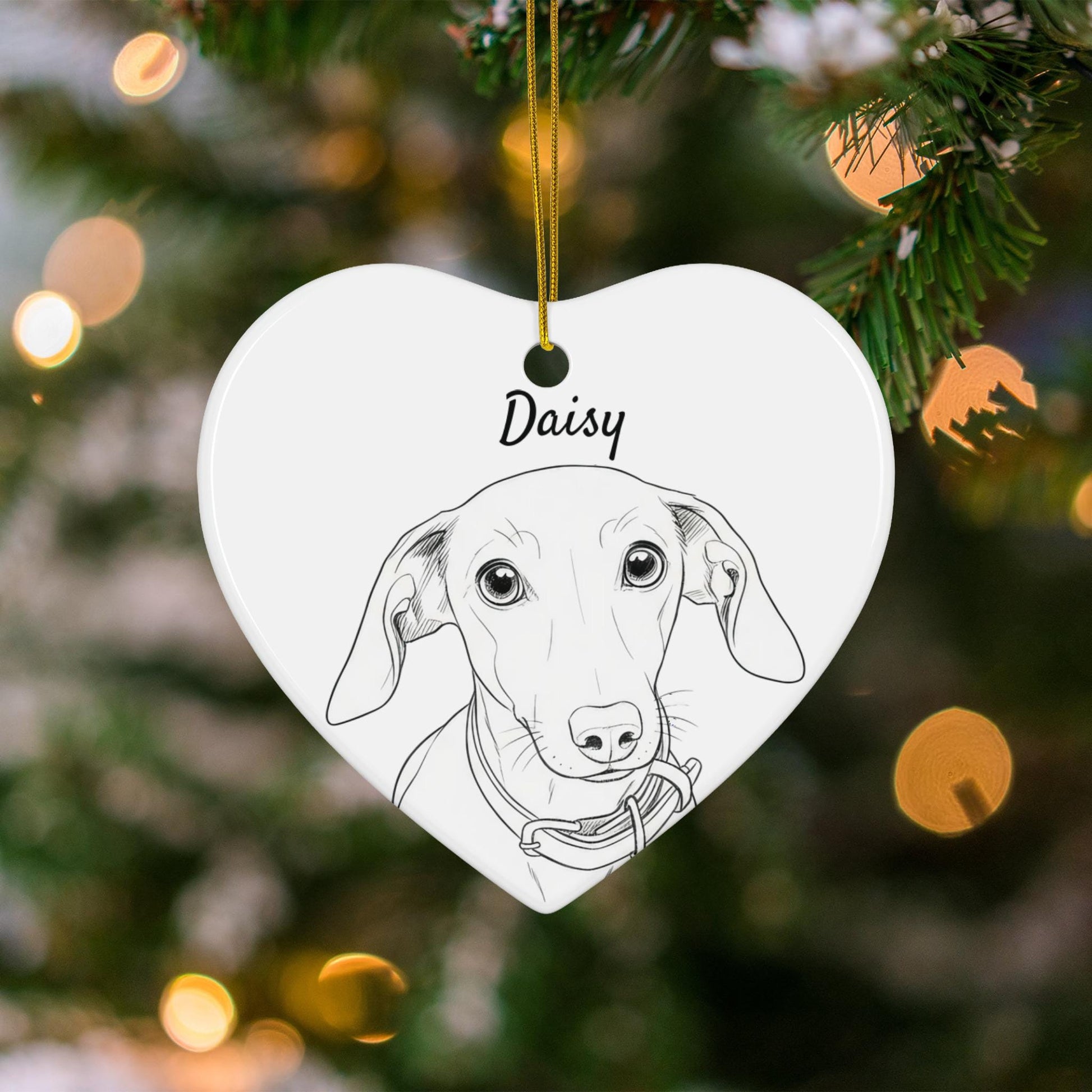 Custom Dog Portrait Ornament, Heart Shaped Pet Memorial Gift, Personalized Doggy Christmas Decoration, Unique Pet Lovers Keepsake