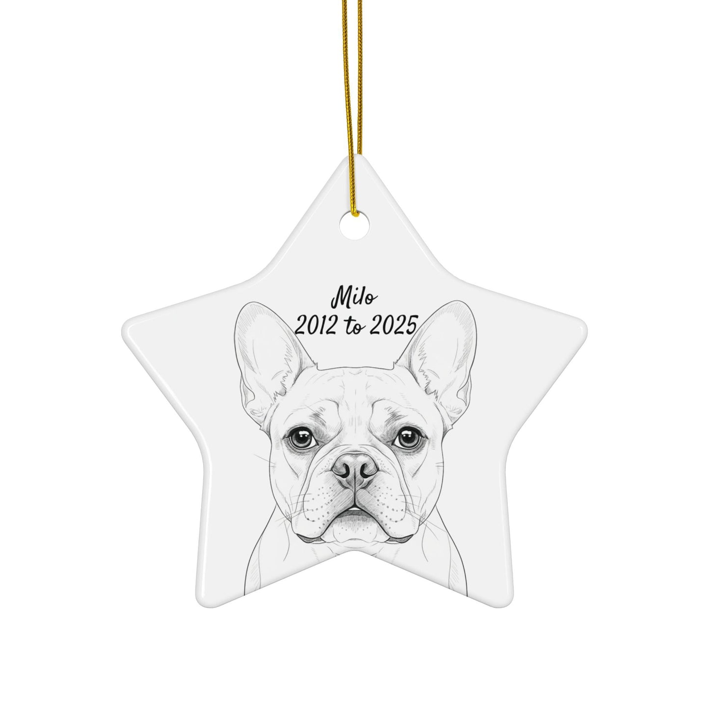 Custom Dog Memorial Ornament, Personalized Pet Loss Gift, French Bulldog Tribute Decoration, Remembrance Keepsake for Tree