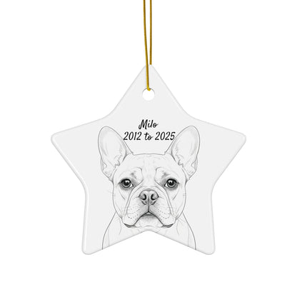 Custom Dog Memorial Ornament, Personalized Pet Loss Gift, French Bulldog Tribute Decoration, Remembrance Keepsake for Tree