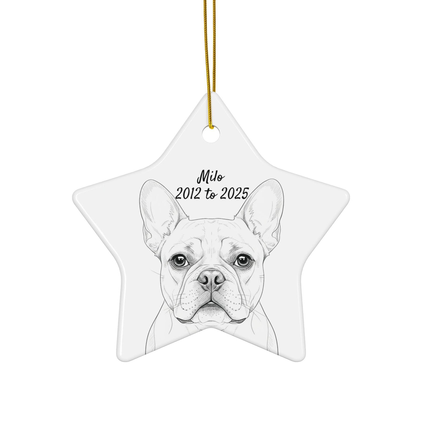 Custom Dog Memorial Ornament, Personalized Pet Loss Gift, French Bulldog Tribute Decoration, Remembrance Keepsake for Tree