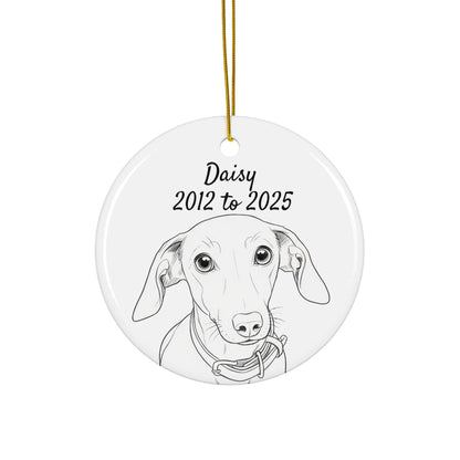 Memorial Dog Ornament, Pet Remembrance Keepsake, Custom Pet Illustration, Dog Memorial Gift, Personalized Pet Memorial Ornament