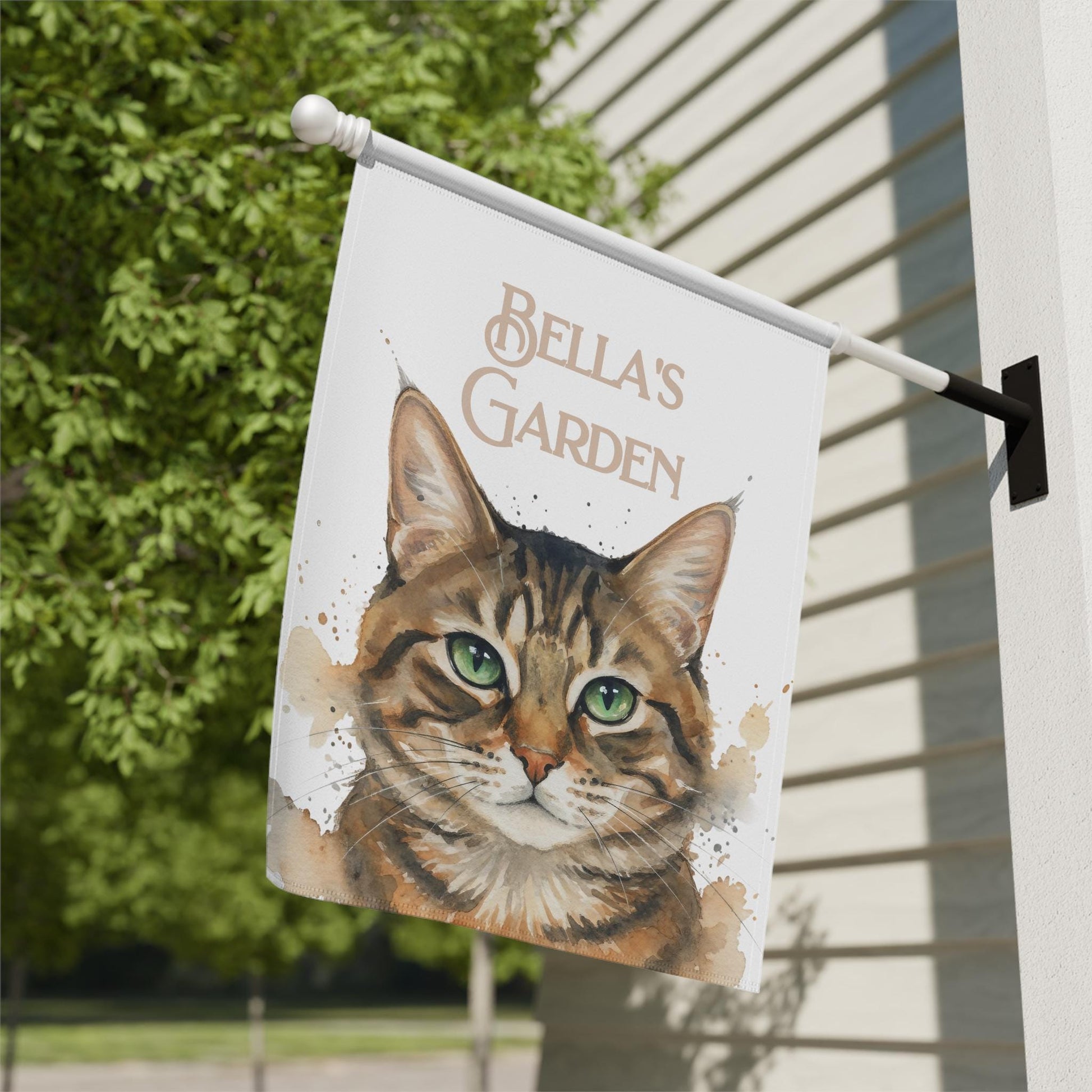 Custom cat garden flag, Personalized pet garden decoration, Cute cat design flag for outdoor, Custom name garden banner
