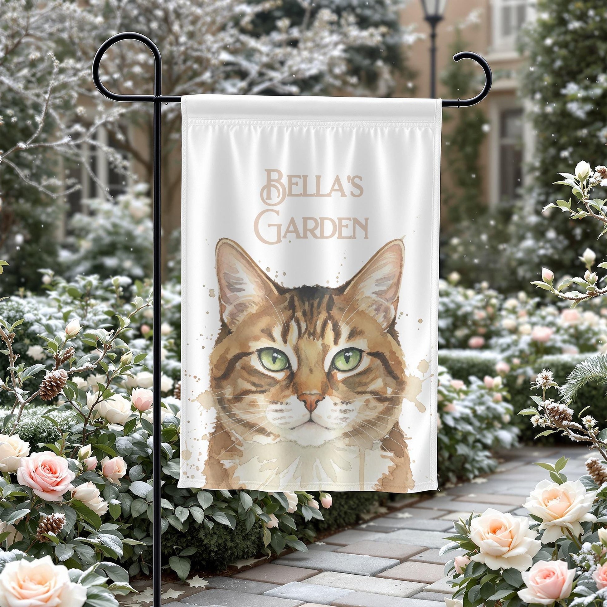 Cat Lover Garden Flag, Cute Tabby Cat Decor, Outdoor Pet Decoration, Yard Art, Housewarming Gift, Animal Lover Banner