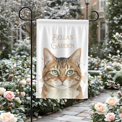Cat Lover Garden Flag, Cute Tabby Cat Decor, Outdoor Pet Decoration, Yard Art, Housewarming Gift, Animal Lover Banner