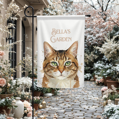 Personalized Bella&#39;s Garden Flag, Custom Pet Garden Decoration, Unique Pet Lover Yard Flag, Custom Cat Garden Banner