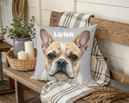 French Bulldog Throw Pillow, Cute Dog Face Cushion, Adorable Puppy Decor, Personalized Pet Illustration, Home Decor Accent Pillow