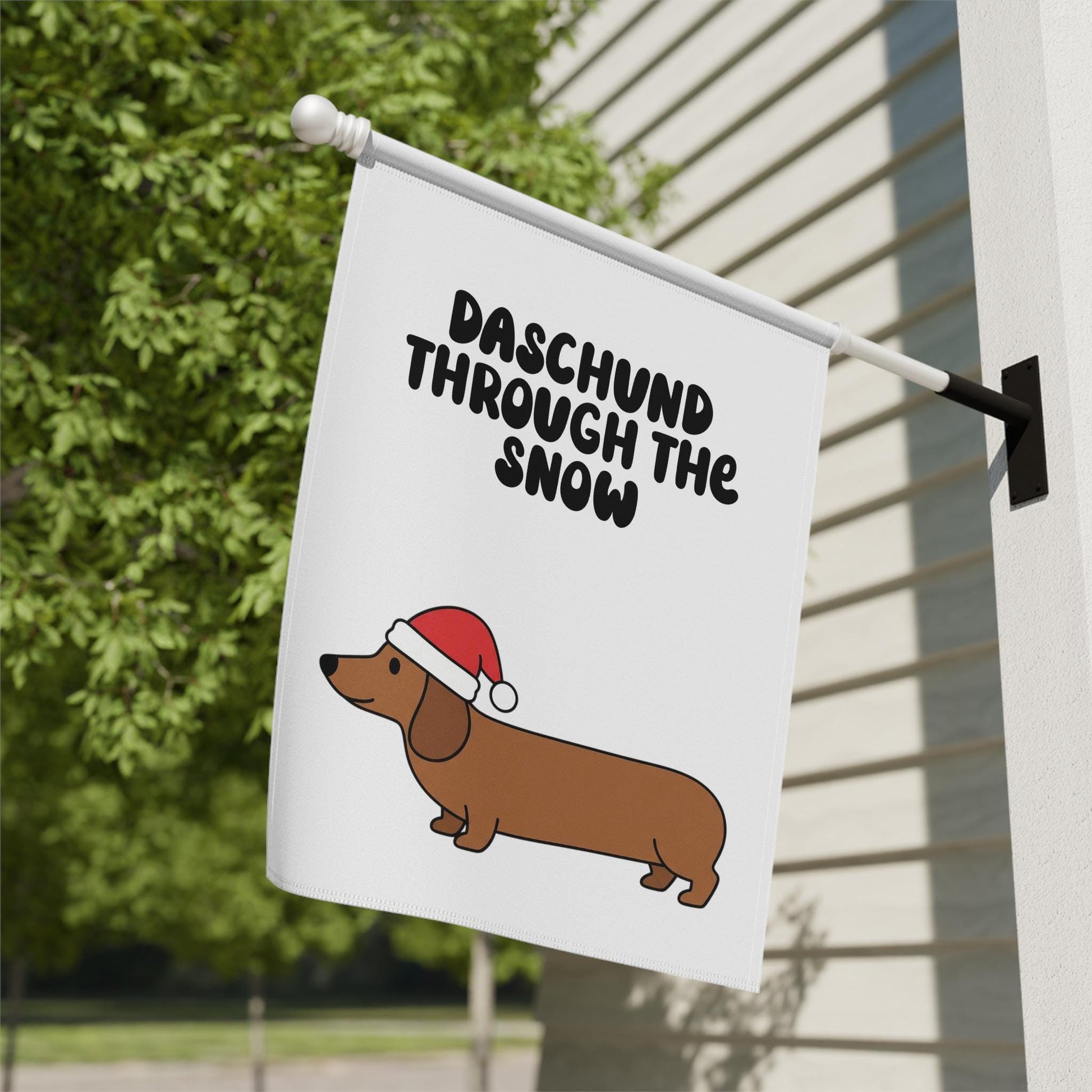 Dachshund Through the Snow Christmas Flag, Dog Lover Holiday Decoration, Cute Pet Gift, Seasonal Outdoor Banner, Festive Home Decor