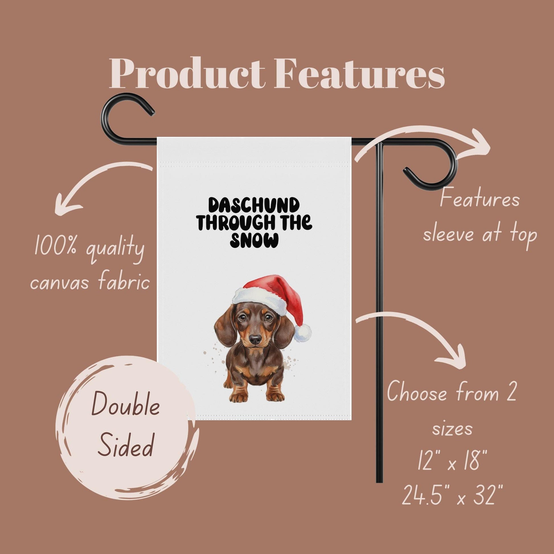 Dachshund Through The Snow Garden Flag, Double Sided Yard Decoration, Christmas Dachshund Flag, Outdoor Holiday Decor
