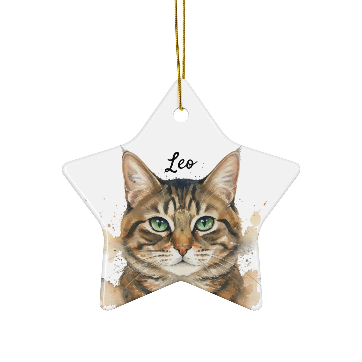 Cat Star Ornament, Personalized Pet Keepsake, Custom Cat Christmas Decoration, Feline Lover Gift, Cat Portrait Ornament