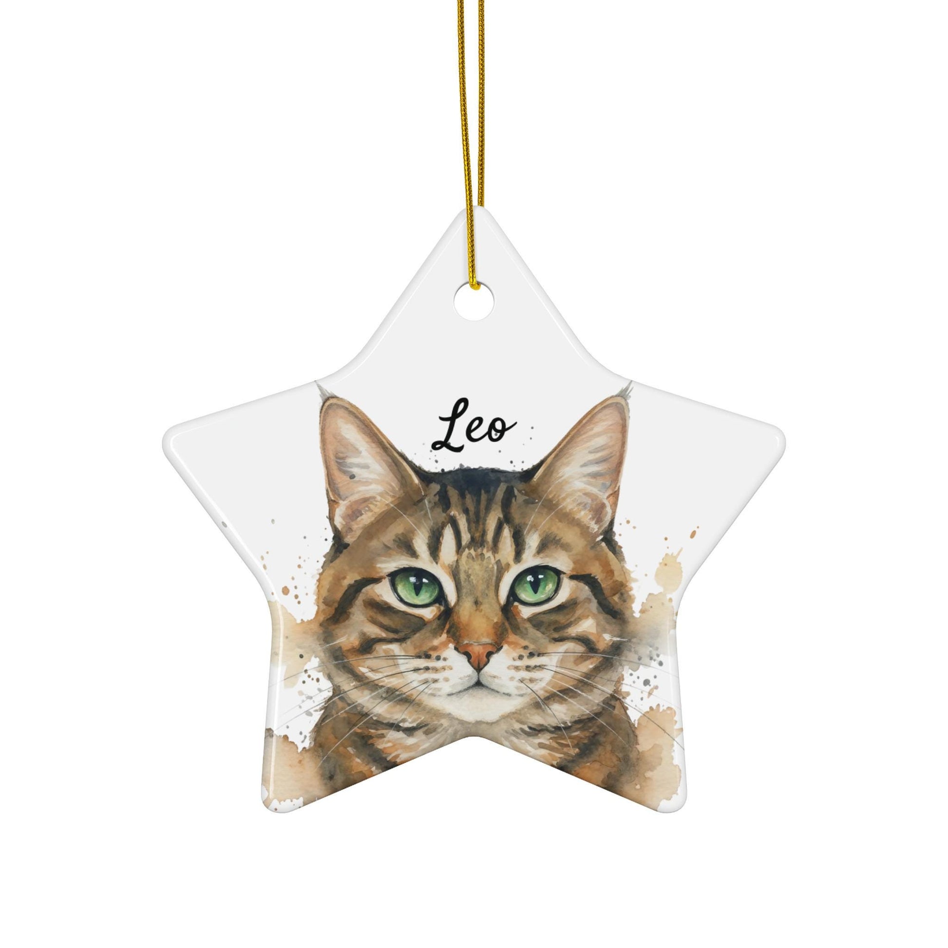 Cat Star Ornament, Personalized Pet Keepsake, Custom Cat Christmas Decoration, Feline Lover Gift, Cat Portrait Ornament