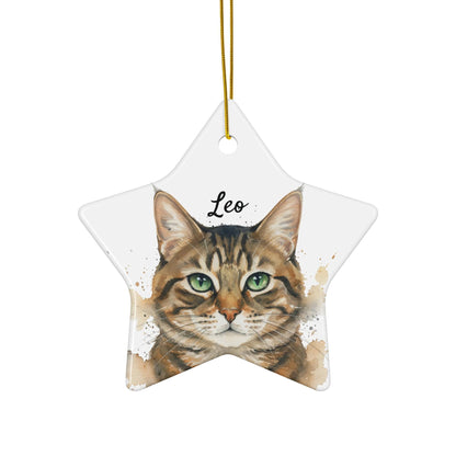 Cat Star Ornament, Personalized Pet Keepsake, Custom Cat Christmas Decoration, Feline Lover Gift, Cat Portrait Ornament