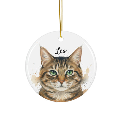 Custom Cat Portrait Christmas Ornament, Personalized Pet Memorial Keepsake, Unique Holiday Decoration Gift for Cat Lovers