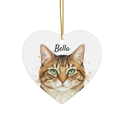 Heart Shaped Cat Ornament, Custom Pet Portrait Ornament, Personalized Cat Decoration, Cat Lover Gift, Christmas Tree Ornament