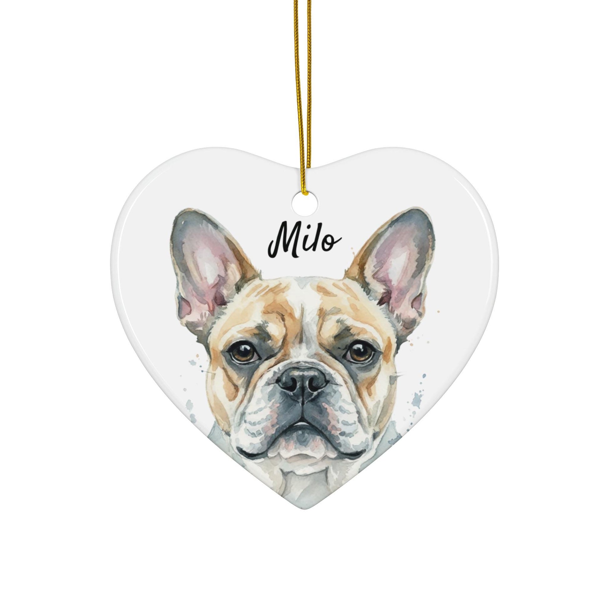 Personalized Dog Ornament, Bulldog Heart Shaped Ornament, Custom Pet Christmas Tree Decoration, Dog Lovers Gift, Pet Keepsake