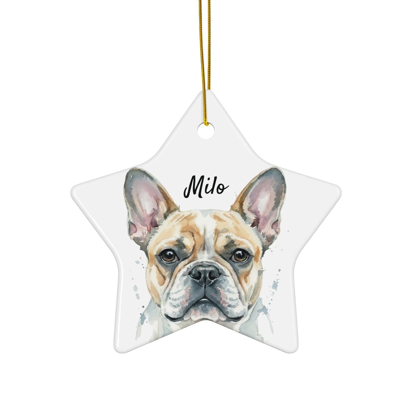 Custom Dog Ornament, Personalized Star Shaped Pet Ornament, French Bulldog Christmas Decoration, Custom Pet Gift, Dog Lovers Ornament