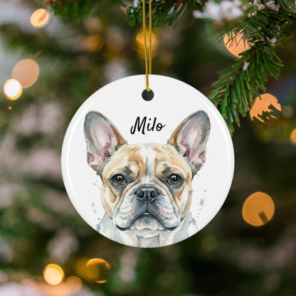 Personalized dog ornament, French Bulldog Christmas decoration, custom pet gift, unique holiday keepsake, pet lover gift