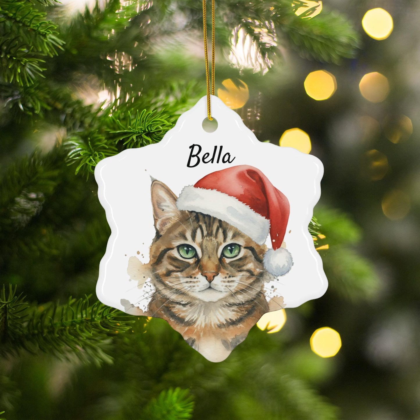 Personalized Cat Christmas Ornament, Custom Pet Portrait Holiday Decoration, Unique Cat Lovers Gift, Xmas Tree Decor
