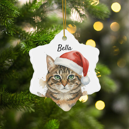 Personalized Cat Christmas Ornament, Custom Pet Portrait Holiday Decoration, Unique Cat Lovers Gift, Xmas Tree Decor