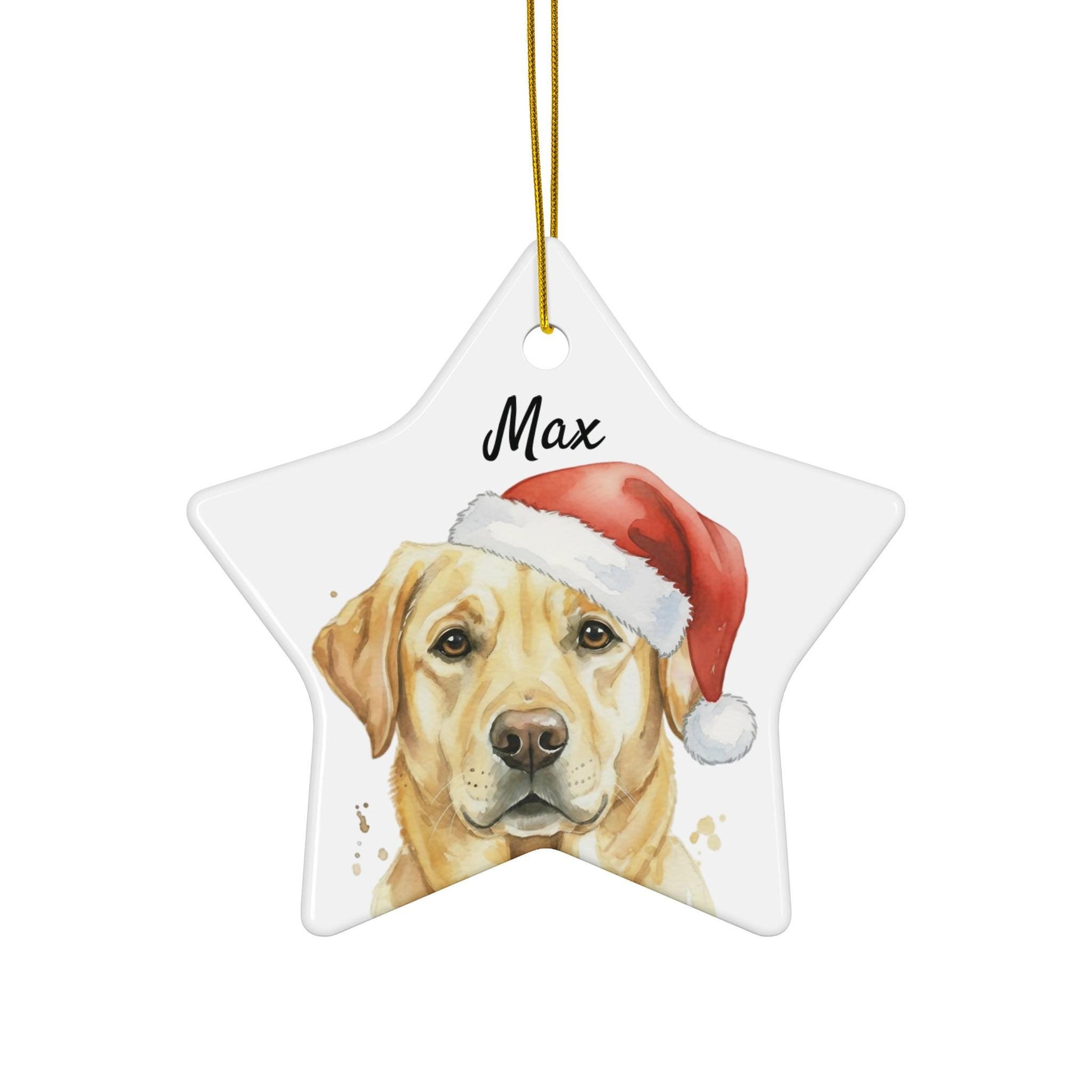 Christmas Star Dog Ornament, Cute Labrador in Santa Hat Decoration, Holiday Tree Decor, Pet Lover Gift, Festive Dog Christmas Decor