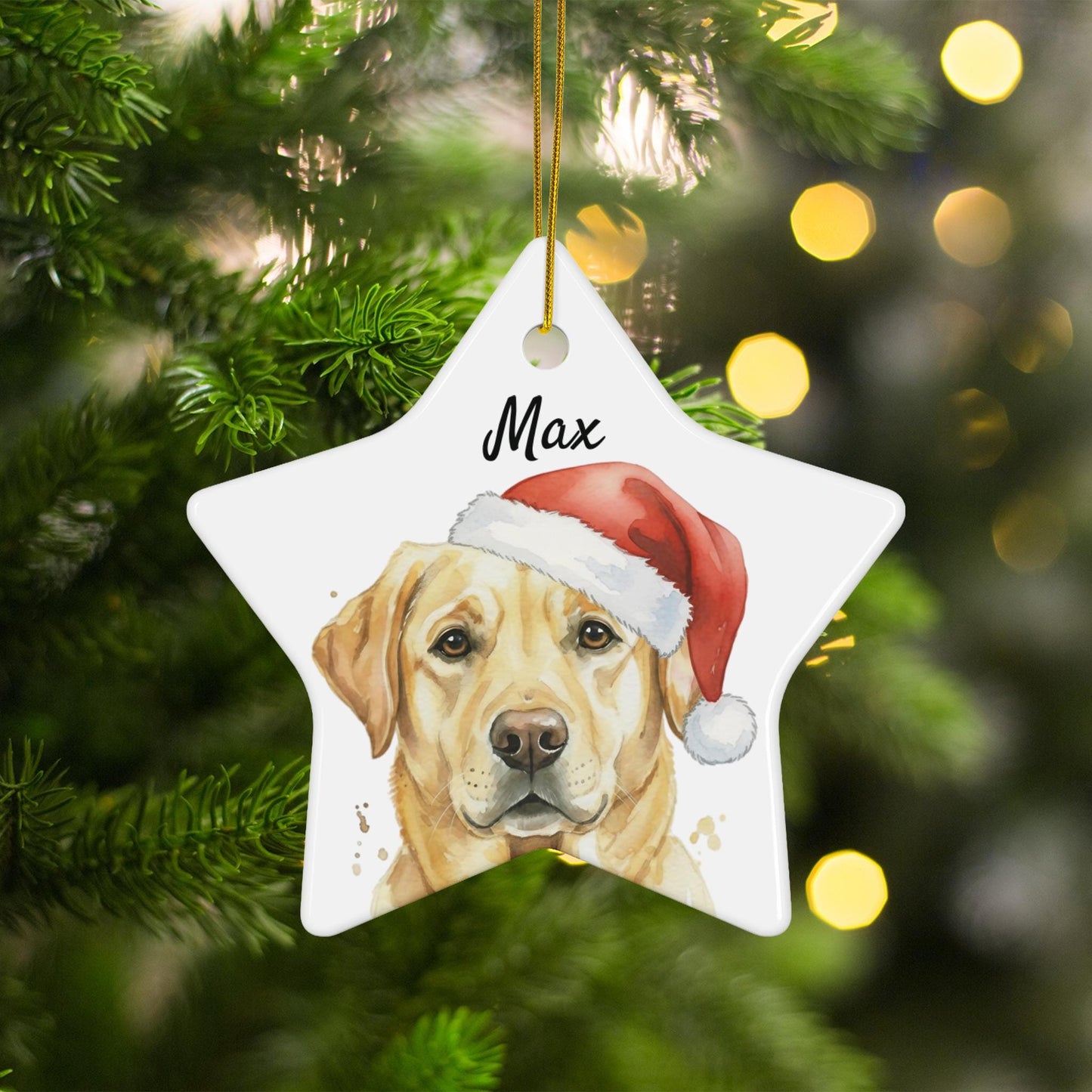 Labrador Retriever Christmas Ornament, Dog Christmas Tree Decoration, Holiday Pet Keepsake, Dog Lover Gift, Star Shaped Ornament