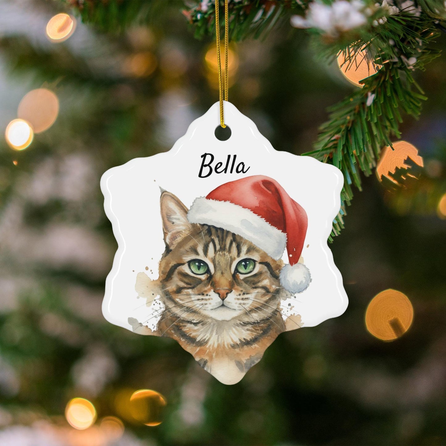 Personalized Cat Christmas Ornament, Custom Pet Ornament, Cute Cat Holiday Decoration, Pet Lover Gift, Christmas Tree Ornament